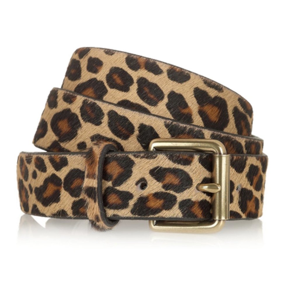 Wide Calf Hair Belt in Tan Leopard by J. Crew